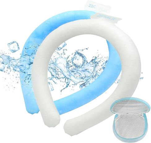 Neck Cooling Tube,2 PCS Pack with Carry Bag,Reusable Ice Pack,Neck Coolers for Hot Weather,Ice Ring for Summer Heat,Personal Cooling Device,Ideal for Sports,Outdoor (Blue+White) in Saudi Arabia