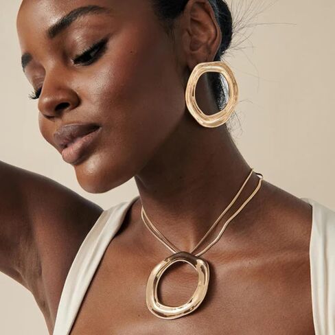 Ettika Choker Necklace For Women. 18K Gold Plated Open Circle Statement Necklace. Choker Necklace for Women, Jewelry in Saudi Arabia