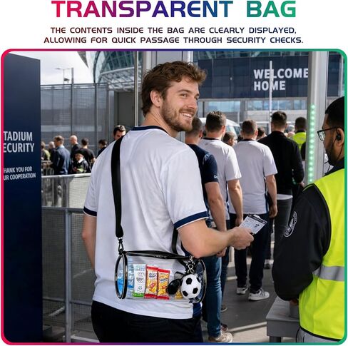 PDLING 2026 World Soccer Cup Clear Stadium Bag Clear Stadium 9.8" Crossbody Bags, Stadium Approved Bag with Shoulder Strap, Cylindrical Clear Bag for Concerts, Travel, Gym, Soccer Sport Fan in Saudi Arabia