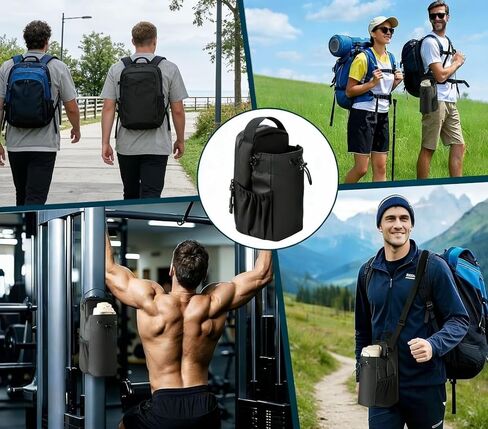 Magnetic Gym Bag Water Bottle Carrier Holder with Phone Pockets & Shoulder Strap Sling Gym Bag Travel Work with Magnetic Attachment in Kuwait