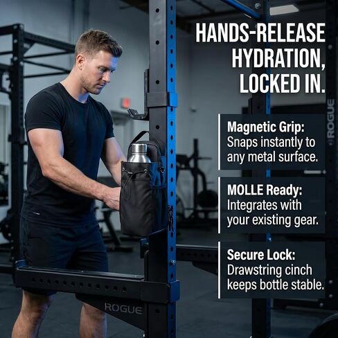 Magnetic Gym Bag Water Bottle Carrier Holder with Phone Pockets & Shoulder Strap Sling Gym Bag Travel Work with Magnetic Attachment in Kuwait