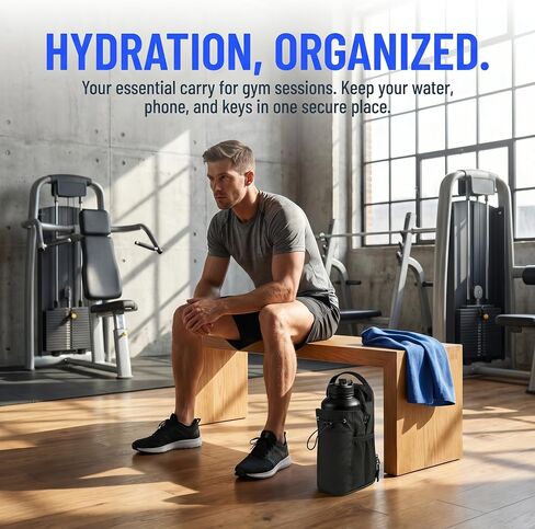 Magnetic Gym Bag Water Bottle Carrier Holder with Phone Pockets & Shoulder Strap Sling Gym Bag Travel Work with Magnetic Attachment in Kuwait