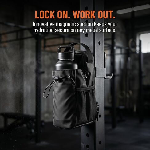 Magnetic Gym Bag Water Bottle Carrier Holder with Phone Pockets & Shoulder Strap Sling Gym Bag Travel Work with Magnetic Attachment in Kuwait