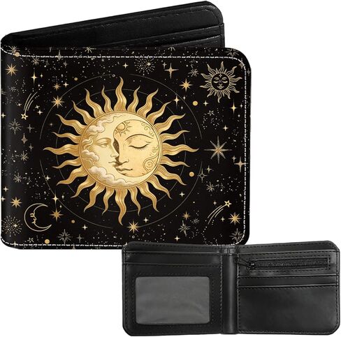 Bookshelf Bifold Wallet for Men, Women, PU Leather Small Slim Coin Pocket Wallet with ID Window, Gift for Book Lover Female Ladies, Black in Kuwait