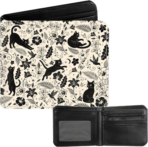 Bookshelf Bifold Wallet for Men, Women, PU Leather Small Slim Coin Pocket Wallet with ID Window, Gift for Book Lover Female Ladies, Black in Kuwait