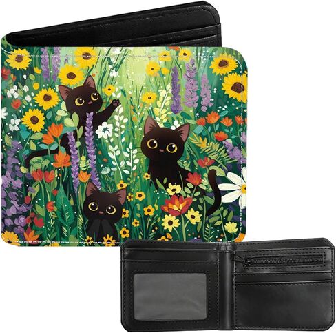Bookshelf Bifold Wallet for Men, Women, PU Leather Small Slim Coin Pocket Wallet with ID Window, Gift for Book Lover Female Ladies, Black in Kuwait