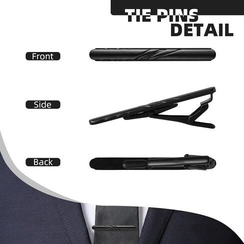 Roctee 3 Pack Classic Tie Clips For Men, Professional Necktie Bar Set For Regular Ties, Ideal For Wedding, Business, Anniversary, Father's Day (Polished Silver, Polished Gold, Matte Black) in Kuwait