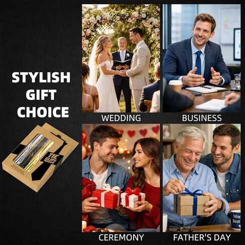 Roctee 3 Pack Classic Tie Clips For Men, Professional Necktie Bar Set For Regular Ties, Ideal For Wedding, Business, Anniversary, Father's Day (Polished Silver, Polished Gold, Matte Black) in Kuwait