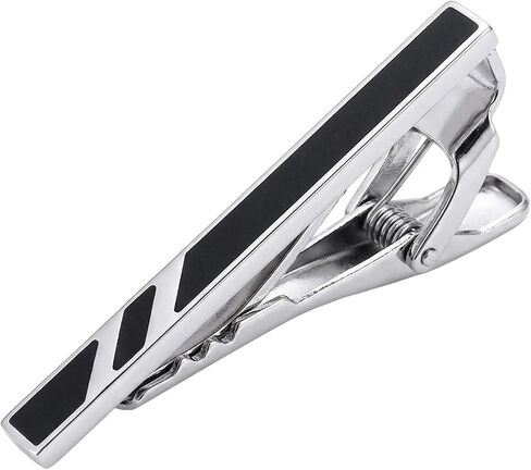 Happyupcity Black Silver Tie Clip for Men Tie Bar Clip Classic Tie Clasps Necktie Clips Tie Pins Wedding Business Pinch Clips in Kuwait