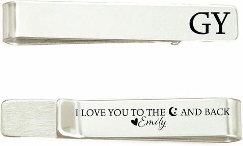Personalized Husband Gift I Love You To the Moon And Back Tie Clip Husband Tie Bar For Boyfriend Personalized Tie Clip Anniversary Gift MOON-TIE in Kuwait