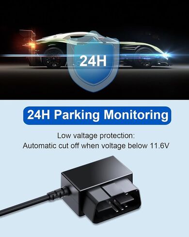 YKT Dash Cam OBD Hardwire Kit, Dash Camera Power Cable Type C Port 11.6-16V to 5V/2.5A with Low Voltage Protection 24h Parking Monitor/Acc Mode for Dashcam, GPS (Type-C) (Fit for All Dash Cam) in Kuwait