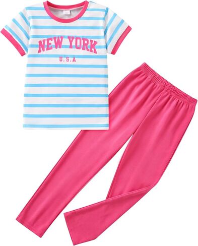 Tween Girls Clothes 2 Piece Outfits Bow Short Sleeve Tops and Leopard Print Flare Pants Summer Set in Saudi Arabia