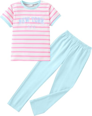 Tween Girls Clothes 2 Piece Outfits Bow Short Sleeve Tops and Leopard Print Flare Pants Summer Set in Saudi Arabia