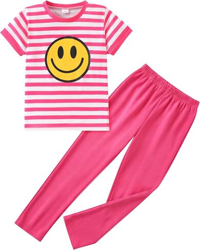 Tween Girls Clothes 2 Piece Outfits Bow Short Sleeve Tops and Leopard Print Flare Pants Summer Set in Saudi Arabia