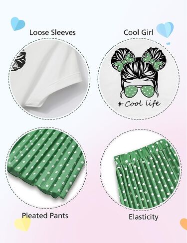 Girls Clothes Crop Tops Pleated Wide Leg Pants 2Pcs Spring Summer T-shirt Outfit in Saudi Arabia