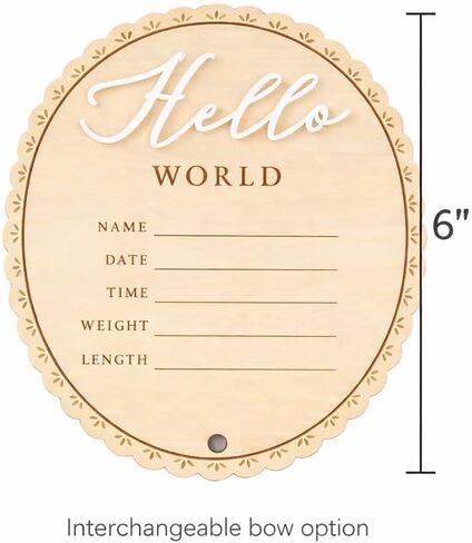 لافتة Hello World لحديثي الولادة - لافتة إعلان ولادة طفل مقاس 6 بوصات مع قوس، علامة معلم للفتيات الصغيرات، دعامة للصور في المستشفى، تذكار لديكور الحضانة، ترحيب بوصول حديثي الولادة إلى العالم مع قوس وردي in Kuwait
