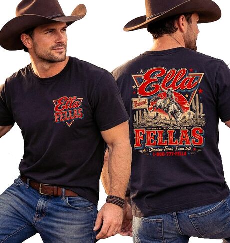 Ella Fellas Shirt | Western Cowboy Graphic T-Shirt for Men | Vintage Retro Country Music Fan Tee in Kuwait