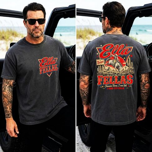 Ella Fellas Shirt | Western Cowboy Graphic T-Shirt for Men | Vintage Retro Country Music Fan Tee in Kuwait