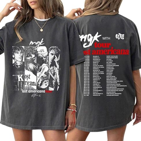 M.G.K Tshirt, 2-Sided Lost Americana Shirt, Tour 2026 Graphic T-Shirt, North America Concert Outfit, M.G.K. Fan Gift in Kuwait