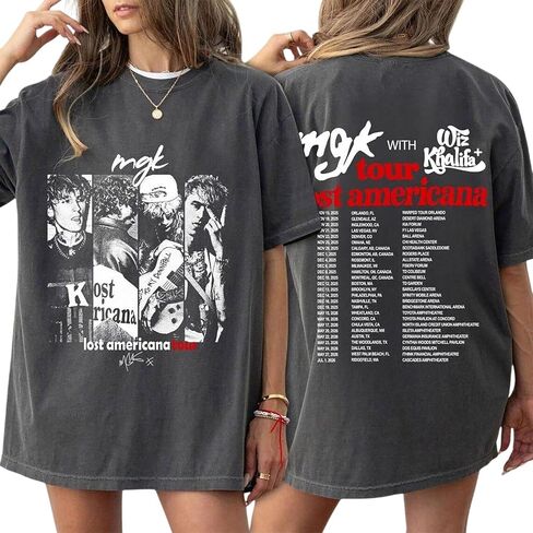 M.G.K Tshirt, 2-Sided Lost Americana Shirt, Tour 2026 Graphic T-Shirt, North America Concert Outfit, M.G.K. Fan Gift in Kuwait