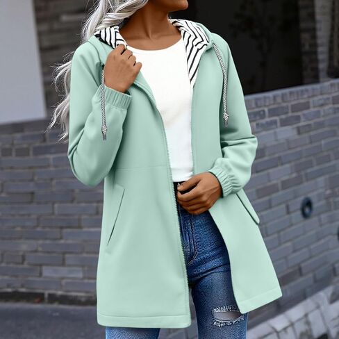 Rain Jacket Women 2026 Lightweight Water Resistant Long Hooded Raincoat Drawstring Windproof Jacket with Pockets in Kuwait