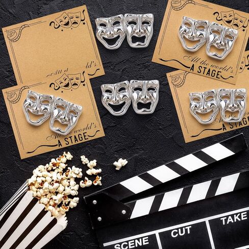 36 قطعة من Huquary هدايا المسرح دبابيس أقنعة الدراما مع 36 قطعة من بطاقات المعايدة أقنعة المأساة الكوميدية قبعة دبوس جائزة الأداء المسرح شارة طية صدر السترة لمكافأة طلاب الدراما in Kuwait