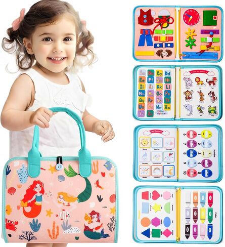Toddler Busy Board Montessori Toys for Toddlers 1-3 Year Old Educational Activity Board Sensory Travel Toys Ages 2-4 Preschool Learning Fine Motor Skills Toy Quiet Book Gift for Kids in Kuwait