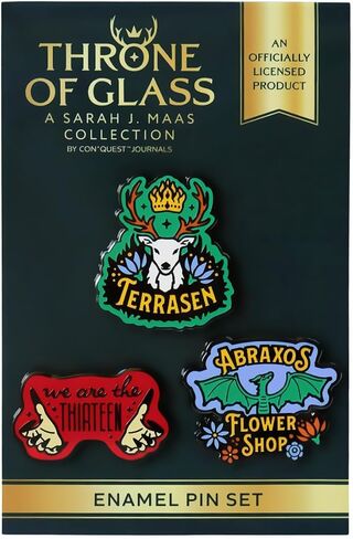 ConQuest Journals Throne of Glass 3-Pack Enamel Pin Set, Vibrant Colors, Black Metal, Straight Posts & Rubber Backers, TOG Pins for Jackets, Bags & More, Officially Licensed Sarah J. Maas Collection in Kuwait