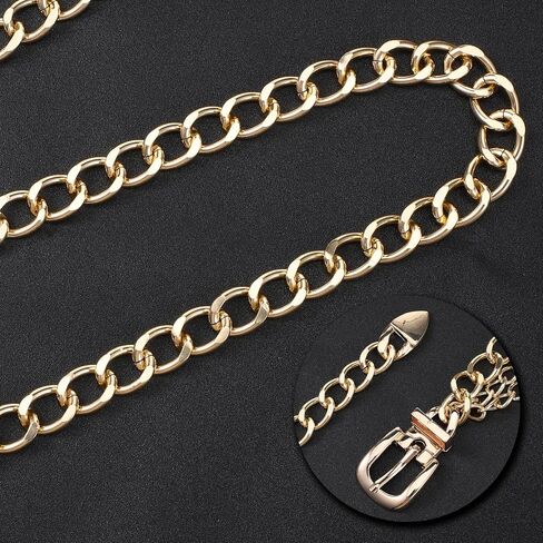 Chain Belts for Women Plus Size, 57" Metal Gold Waist Belt Punk Gold Metal Chain Adjustable Body Link Belts Long Hollow Belt for Jeans Dresses in Kuwait