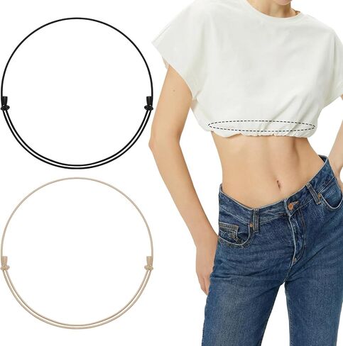 XZQTIVE 2Pcs Invisible Elastic Waist Tuck Band for Women Adjustable Stretch Belt for Tightening/Shortening Shirts Sweater Top in Kuwait