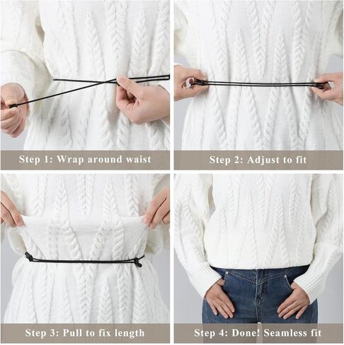 XZQTIVE 2Pcs Invisible Elastic Waist Tuck Band for Women Adjustable Stretch Belt for Tightening/Shortening Shirts Sweater Top in Kuwait