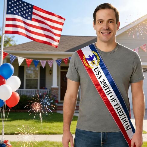 America 250 Sash 250th Anniversary Patriotic Sash Independence Day Parade Sash 4th of July Shoulder Sash 1776 2026 Celebration Decor Custom Patriotic Sash Parade Costume Accessory in Saudi Arabia
