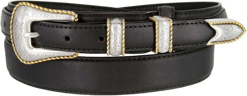 Western Ranger Oil-Tanned Genuine Leather Belt w/Silver & Gold Buckle Set for Women in Kuwait