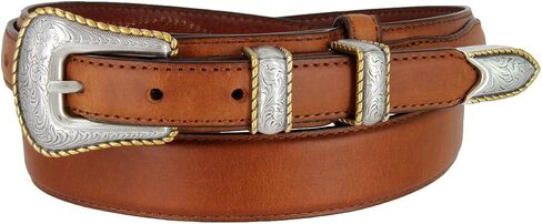 Western Ranger Oil-Tanned Genuine Leather Belt w/Silver & Gold Buckle Set for Women in Kuwait