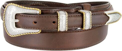 Western Ranger Oil-Tanned Genuine Leather Belt w/Silver & Gold Buckle Set for Women in Kuwait