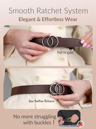 MILORDE Womens Ratchet Leather Dress Belt - 3cm/1.18“ width,Size Customizable Fit,Designs for Dress and Casual in Kuwait