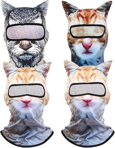 4 Pack 3D Cat Ski Mask, Funny Animal Shiesty Balaclava Mask with Ears for Women Men Party Outdoor Activities in Saudi Arabia