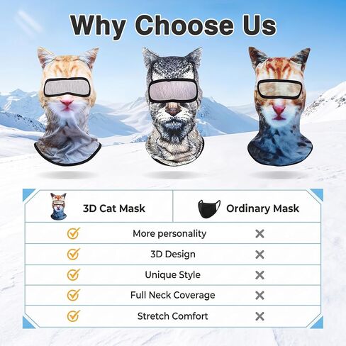 4 Pack 3D Cat Ski Mask, Funny Animal Shiesty Balaclava Mask with Ears for Women Men Party Outdoor Activities in Saudi Arabia