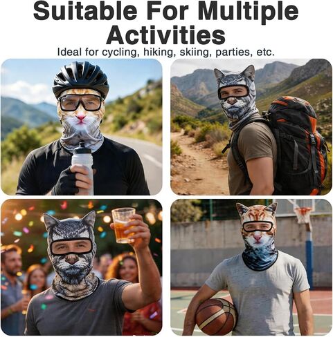 4 Pack 3D Cat Ski Mask, Funny Animal Shiesty Balaclava Mask with Ears for Women Men Party Outdoor Activities in Saudi Arabia