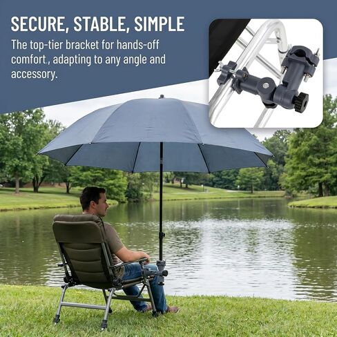 Levemolo Fishing Chair Umbrella Stand Adjustable Knob Fishing Rod Holder Bracket with Bait Tray 6.10X4.72X1.49In Outdoor Umbrella Stand Holder for Beach Chair in Kuwait