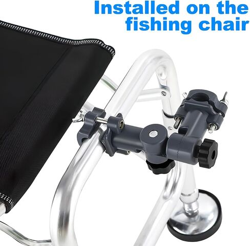 Levemolo Fishing Chair Umbrella Stand Adjustable Knob Fishing Rod Holder Bracket with Bait Tray 6.10X4.72X1.49In Outdoor Umbrella Stand Holder for Beach Chair in Kuwait