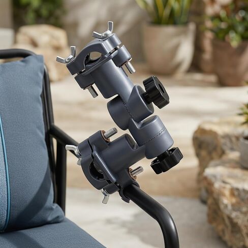 Levemolo Fishing Chair Umbrella Stand Adjustable Knob Fishing Rod Holder Bracket with Bait Tray 6.10X4.72X1.49In Outdoor Umbrella Stand Holder for Beach Chair in Kuwait