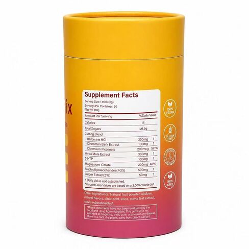 Cutting Drink Mix – Berberine, Chromium, Satiety & Metabolism Suppor | Gut Health & Energy | Sugar-Free, Vegan, Non-GMO | Strawberry Açaí Flavor – 30 Sticks in Saudi Arabia