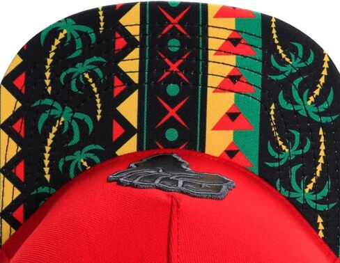 Africa Power Fist Snapback Cap, Red, Hip-Hop Streetwear Flat Brim Hat with Tribal Print Brim, Adjustable, Unisex Adult in Kuwait