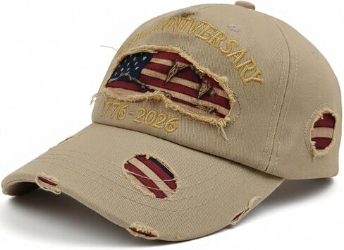 FOCUSIN 250th Anniversary USA Hat 1776-2026 Patriotic Distressed Ragged Cap Retro Baseball Caps for Men Women Adjustable in Saudi Arabia