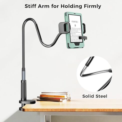 Metal Tablet Holder for Kindle Reading in Bed, Easy Adjust Hands Free Lazy Arm Mount for Kindle Accessories, Gifts for Readers in Saudi Arabia