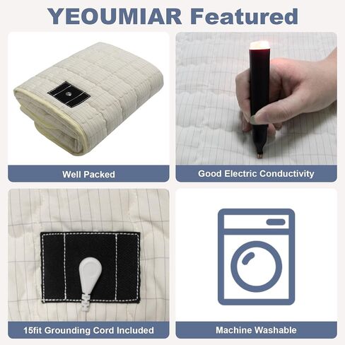 Grounding Mat for Feet 24"x35", Grounding Pad Anti-Slip Mat, Grounding Blanket Soft Cotton & Silver Fiber, Grounding Sheet for Enhanced Sleep, Stress Relief (Cream) in Saudi Arabia