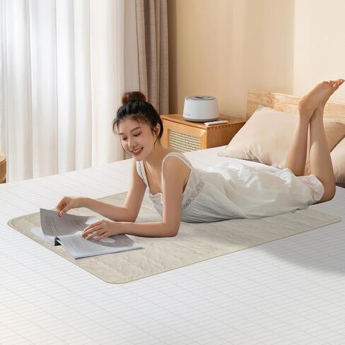 Grounding Mat for Feet 24"x35", Grounding Pad Anti-Slip Mat, Grounding Blanket Soft Cotton & Silver Fiber, Grounding Sheet for Enhanced Sleep, Stress Relief (Cream) in Saudi Arabia