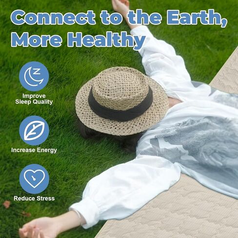 Grounding Mat for Feet 24"x35", Grounding Pad Anti-Slip Mat, Grounding Blanket Soft Cotton & Silver Fiber, Grounding Sheet for Enhanced Sleep, Stress Relief (Cream) in Saudi Arabia