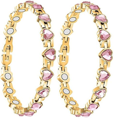 Copper Bracelet for Women, 99.99% Pure Copper Megneetic Bangle Arthritis, Effective Neodymium Lympunclog, Titanium Steel Heart Crystal Bracelets, Pulsera de Cobre para Mujer in Kuwait